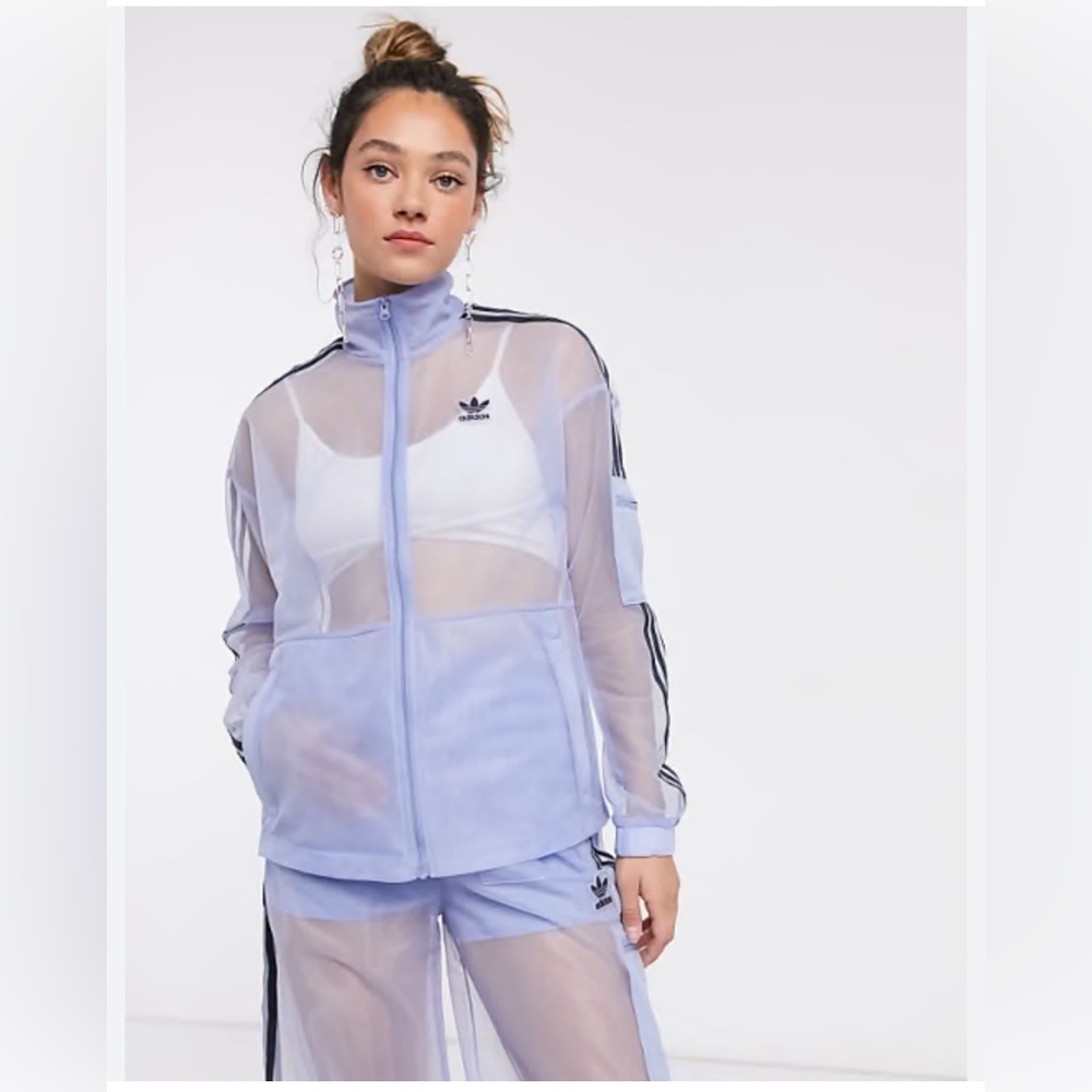 Adidas - Mesh logo track jacket in blue